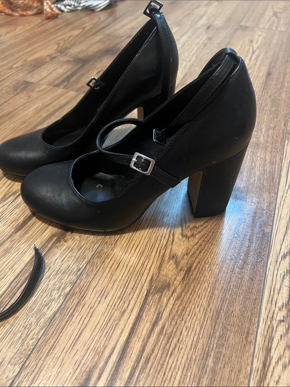 Call It Spring Black Round-Toe Mary Jane Heels with Ankle Strap - Picture 2 of 4